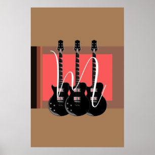 Pop Art Electric Guitar Monogram Initial Poster
