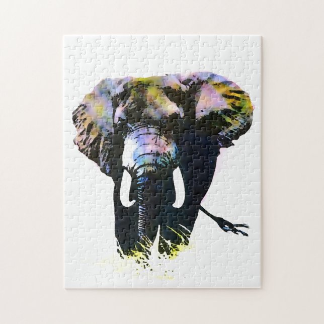 Pop Art Elephant - Animal Illustration Painting Jigsaw Puzzle (Vertical)