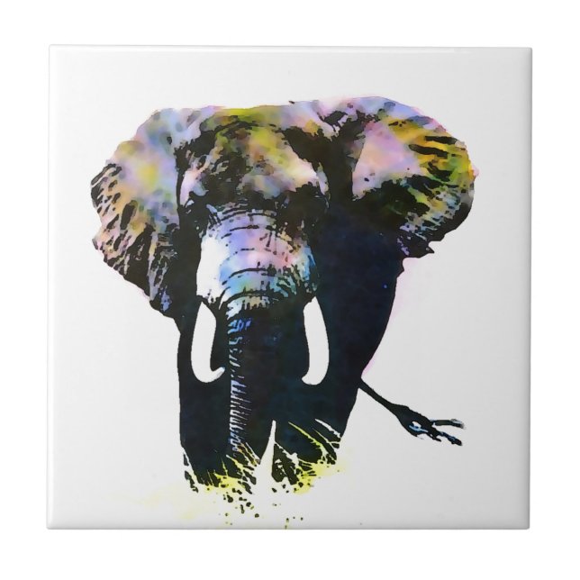 Pop Art Elephant Ceramic Tile (Front)