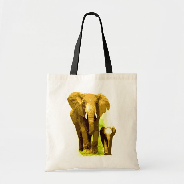 Pop Art Elephant Family Mum Baby Tote Bag (Front)
