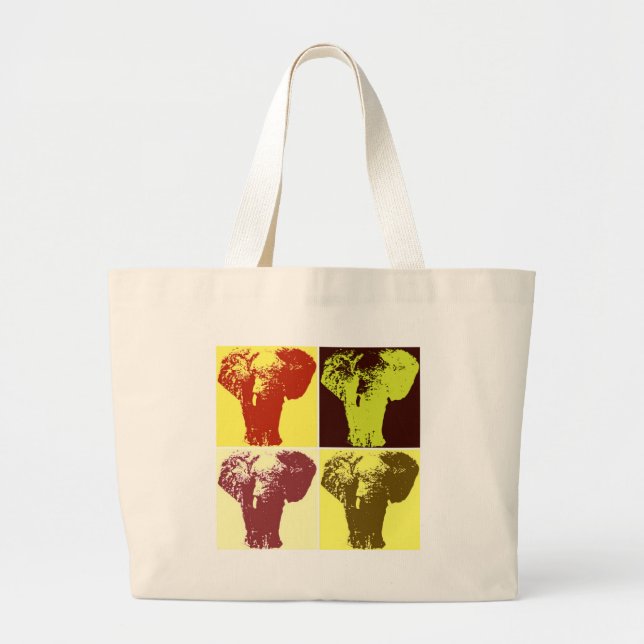 Pop Art Elephant Large Tote Bag (Front)