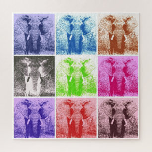 Pop Art Elephant Retro Animals Art Jigsaw Puzzle