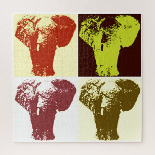 Pop Art Elephant Retro Illustration Jigsaw Puzzle