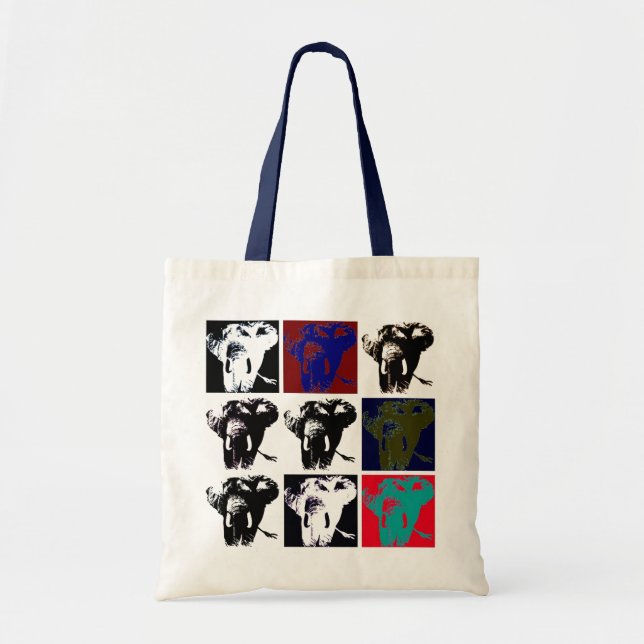 Pop Art Elephant Retro Tote Bag (Front)