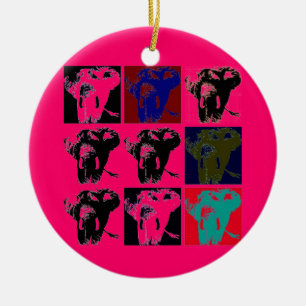Pop Art Elephants Ceramic Ornament