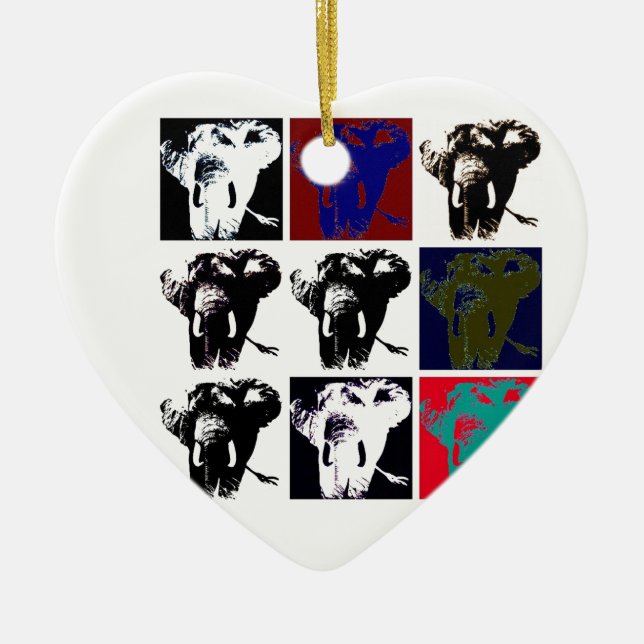 Pop Art Elephants Ceramic Ornament (Front)