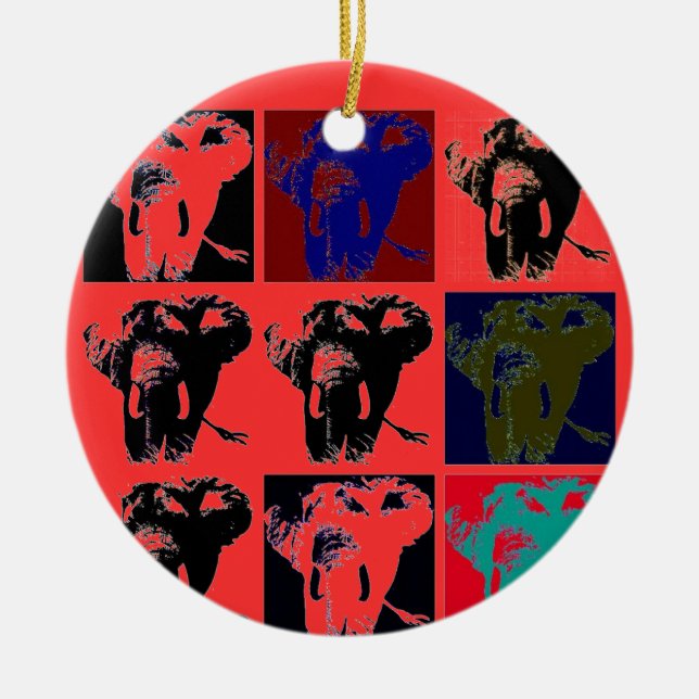 Pop Art Elephants Ceramic Ornament (Front)