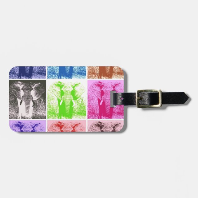 Pop Art Elephants Luggage Tag (Front Horizontal)