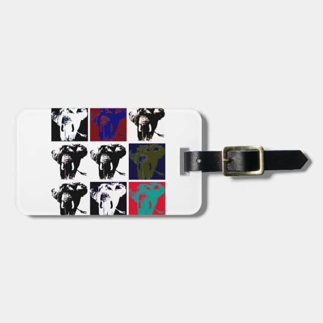 Pop Art Elephants Luggage Tag (Front Horizontal)