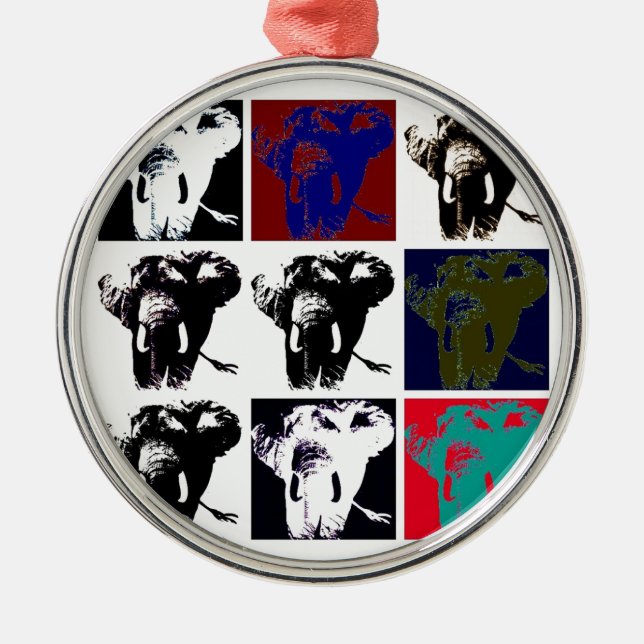 Pop Art Elephants Metal Ornament (Front)