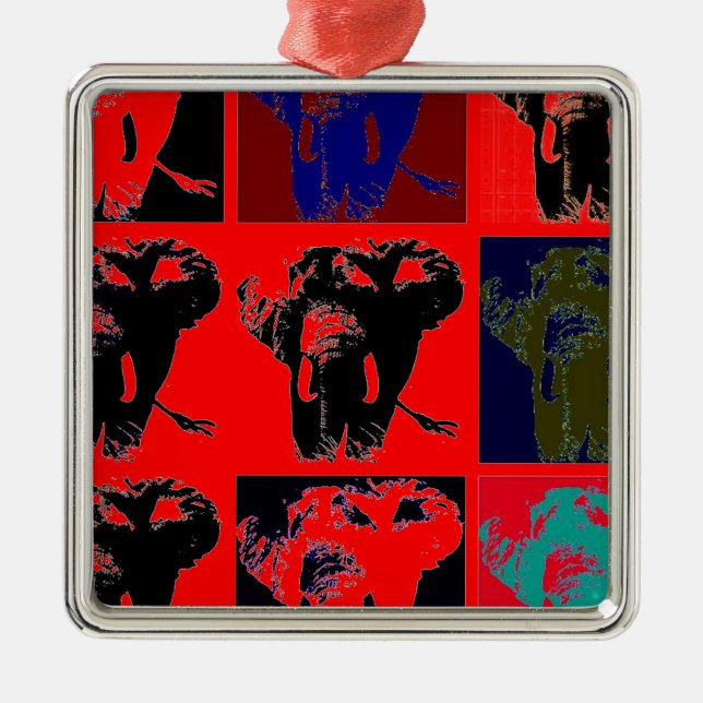 Pop Art Elephants Metal Ornament (Front)