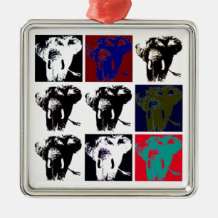 Pop Art Elephants Metal Ornament
