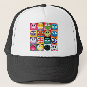 pop art emojis trucker hat