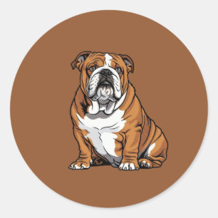Pop Art English Bulldog Halftone Comic Classic Round Sticker