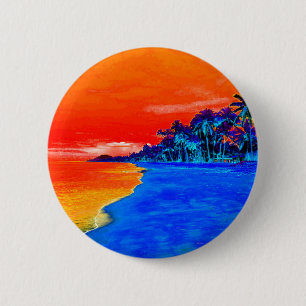 Pop Art Exotic Beach Palm Trees 6 Cm Round Badge