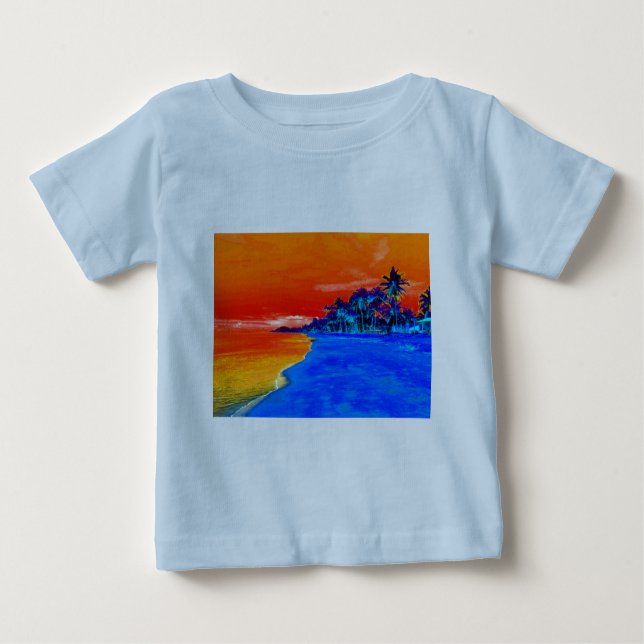 Pop Art Exotic Beach Palm Trees Baby T-Shirt (Front)