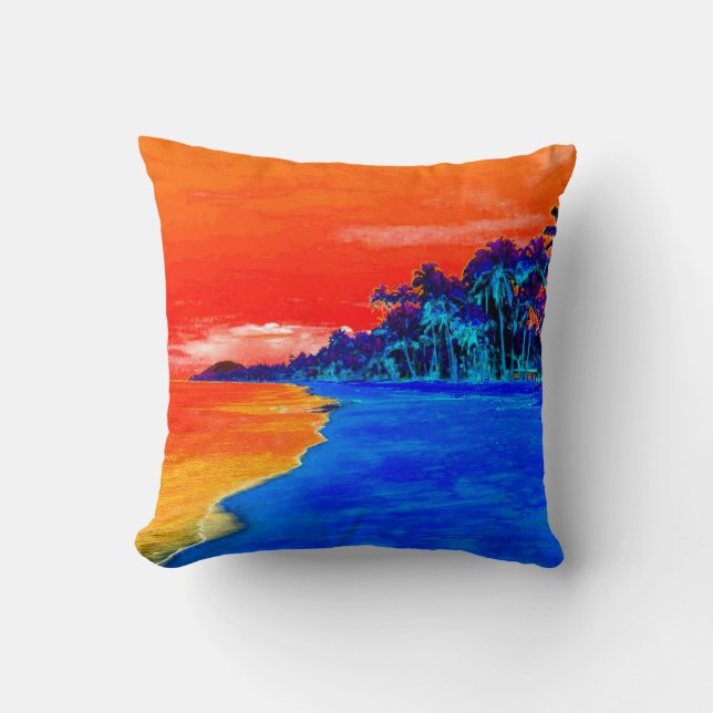 Pop Art Exotic Beach Palm Trees Cushion (Front)
