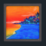 Pop Art Exotic Beach Palm Trees Keepsake Box<br><div class="desc">Retro Exotic Travel Places Photography - Vintage Palm Tree & the Beach Photo Artwork</div>