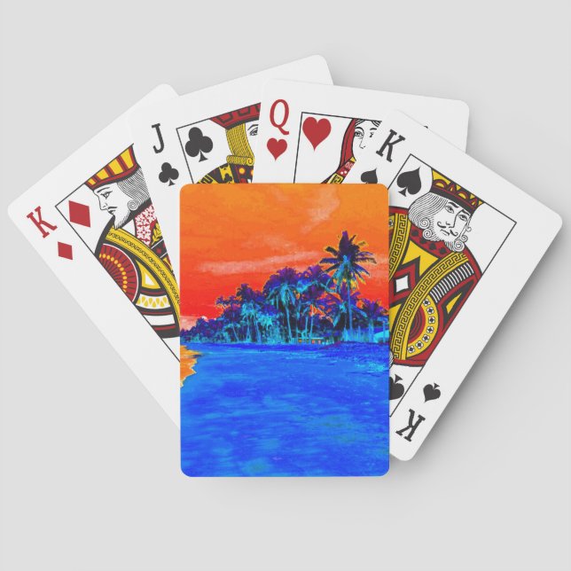 Pop Art Exotic Beach Palm Trees Playing Cards (Back)