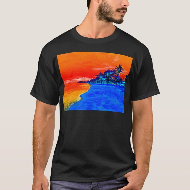 Pop Art Exotic Beach Palm Trees T-Shirt (Front)