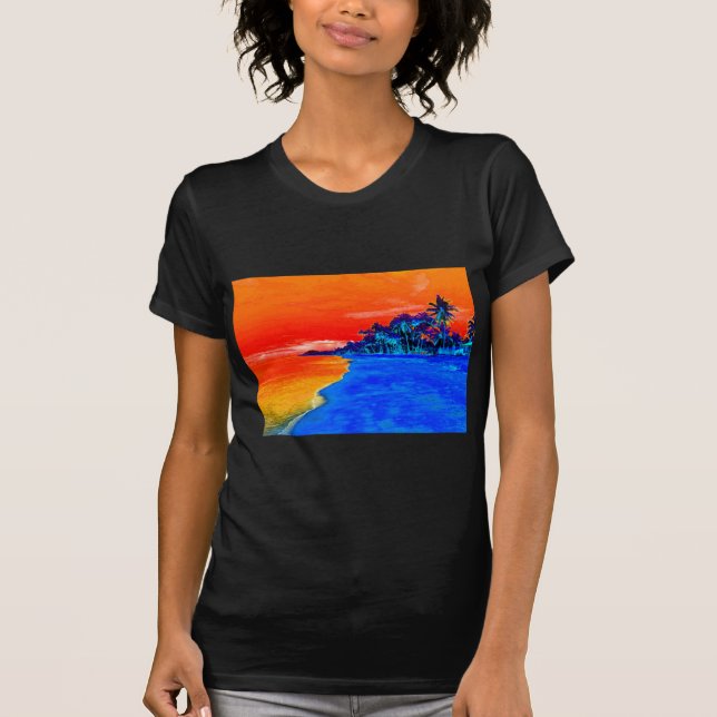 Pop Art Exotic Beach Palm Trees T-Shirt (Front)