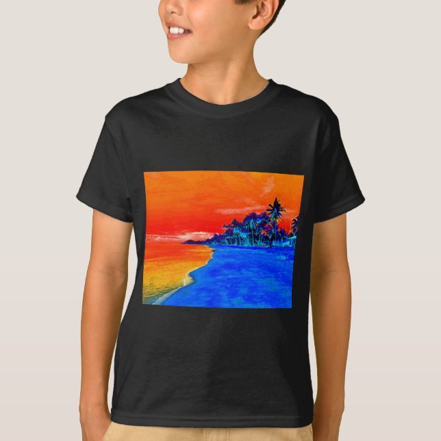 Pop Art Exotic Beach Palm Trees T-Shirt (Front)