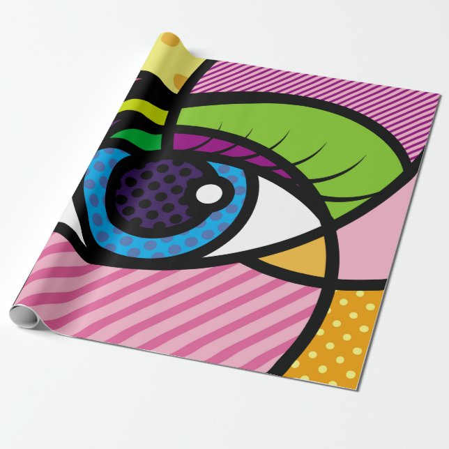 POP ART Eyes Illustration.art,pop,eye,graphic desi Wrapping Paper (Unrolled)
