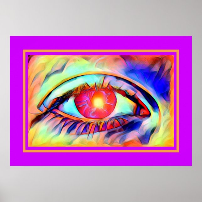Pop Art Eyes like a Flame Bold Psychedelic Poster (Front)