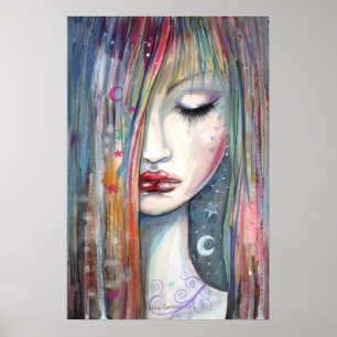 Pop Art Fantasy Woman Asleep Poster