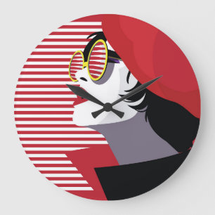 Pop Art Fashion Woman Vintage Large Clock