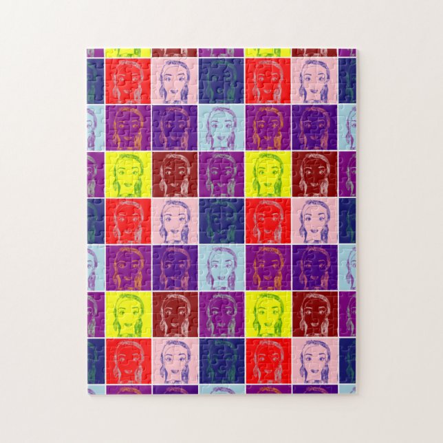 pop art female face cartoon jigsaw puzzle (Vertical)