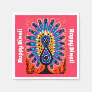 🦚 Pop Art Festival of Lights: Diwali Peacock Napkin