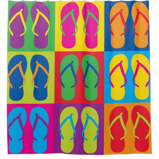 Pop Art Flip Flops Shower Curtain (Front)
