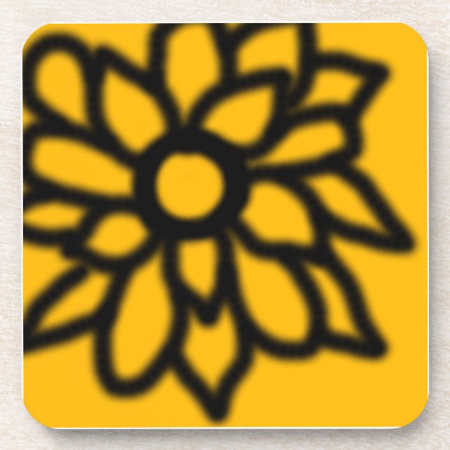 Pop Art Flower Coasters (Yellow) (Front)