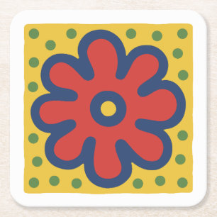 Pop Art Flower Square Paper Coaster
