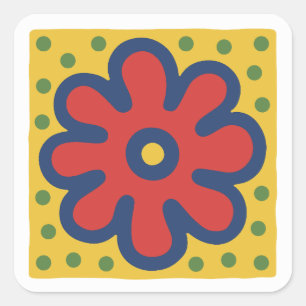 Pop Art Flower Square Sticker