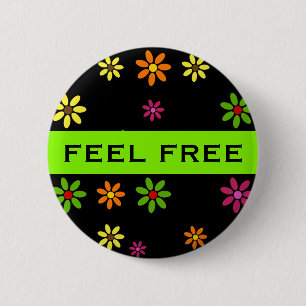 Pop Art Flowers seamless pattern + your ideas 6 Cm Round Badge
