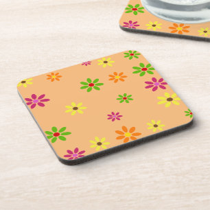 Pop Art Flowers seamless pattern + your ideas Coaster