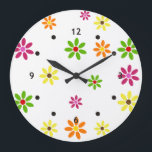 Pop Art Flowers seamless pattern   your ideas Large Clock<br><div class="desc">pop art by EDDA Fröhlich / EDDArt | flower power blooms pattern | for 60s / 70s - Flower Power Lovers - Make Love Not War | You miss other colors or products with this design? Feel free to contact me: contact@eddart.de or have a look here: www.zazzle.de/eddartiful* and here: www.zazzle.com/eddartshop*...</div>