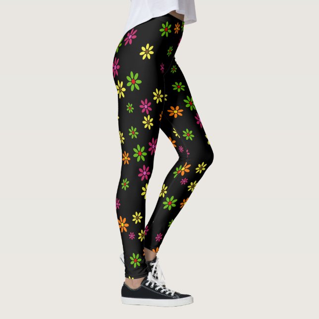 Pop Art Flowers seamless pattern + your ideas Leggings (Right)