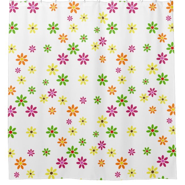 Pop Art Flowers seamless pattern + your ideas Shower Curtain (Front)