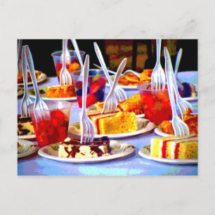 Pop Art Food Desserts Cake Forks Colourful Postcard