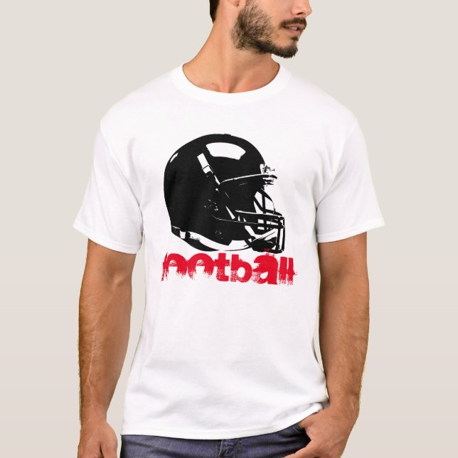 Pop Art Football Helmet Red Black White T-Shirt (Front)