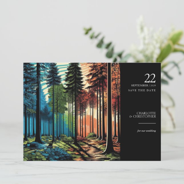 Pop Art Forest Save The Date (Standing Front)