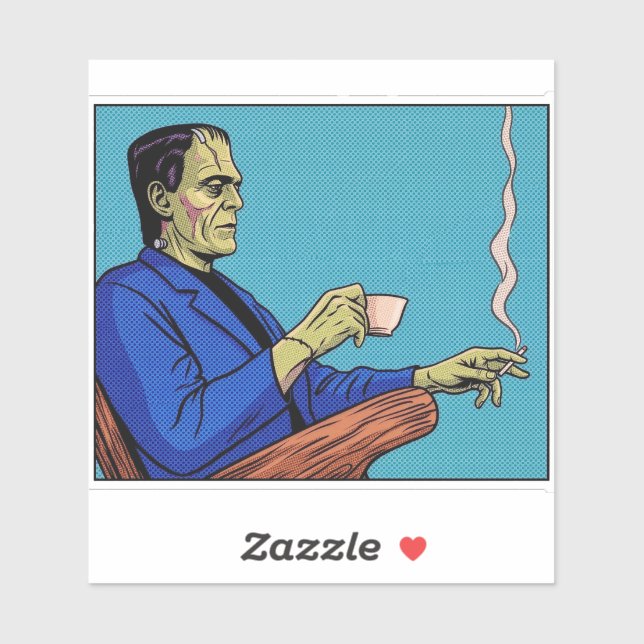 Pop Art Frankenstein Monster Drinking Tea Halftone (Sheet)
