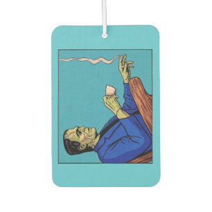 Pop Art Frankenstein Monster Drinking Tea Halftone Car Air Freshener