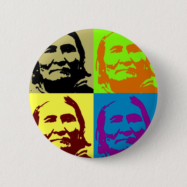Pop Art Freedom Fighter Geronimo 6 Cm Round Badge (Front)