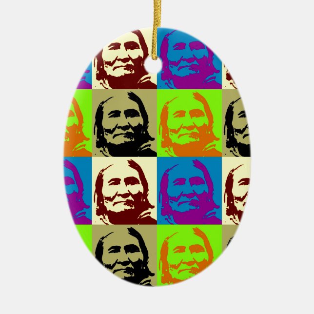 Pop Art Freedom Fighter Geronimo Ceramic Ornament (Front)