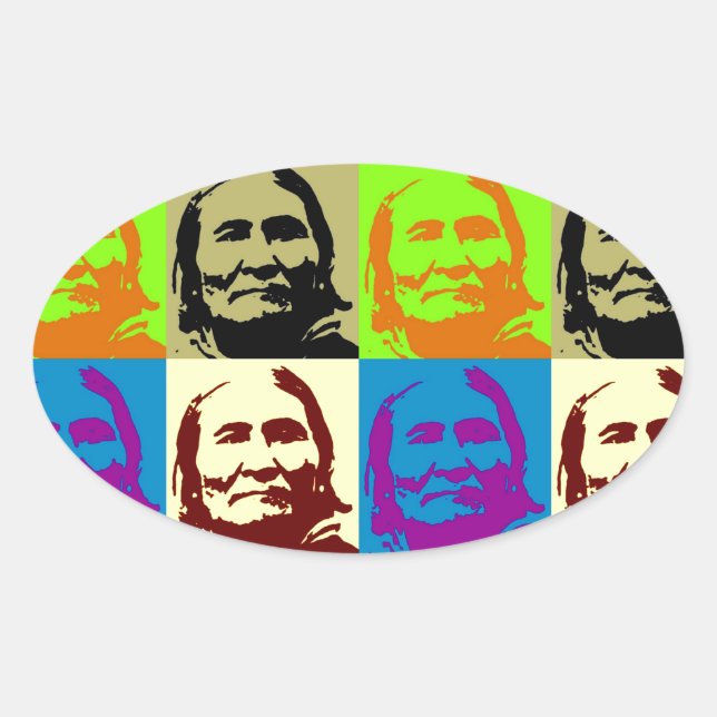 Pop Art Freedom Fighter Geronimo Oval Sticker (Front)
