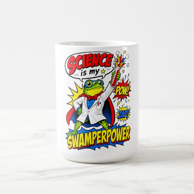 Pop Art Frog Scientist Science is My Swamperpower Coffee Mug (Center)